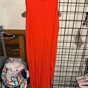 Nine West Orange Midi Dress with Elegant Silhouette